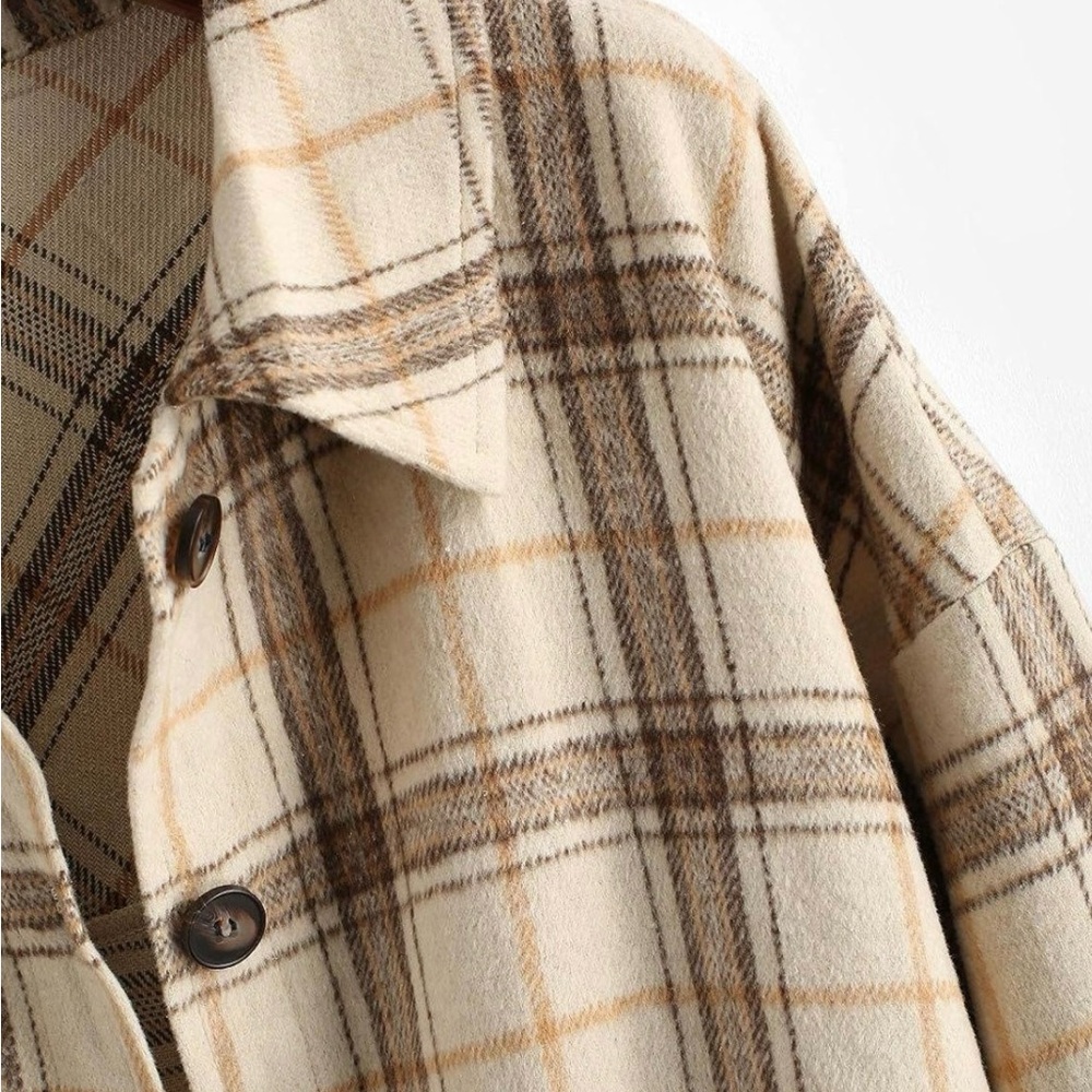 Zaful Plaid Flannel Button Down Shirt/ Shacket - Picture 6 of 10